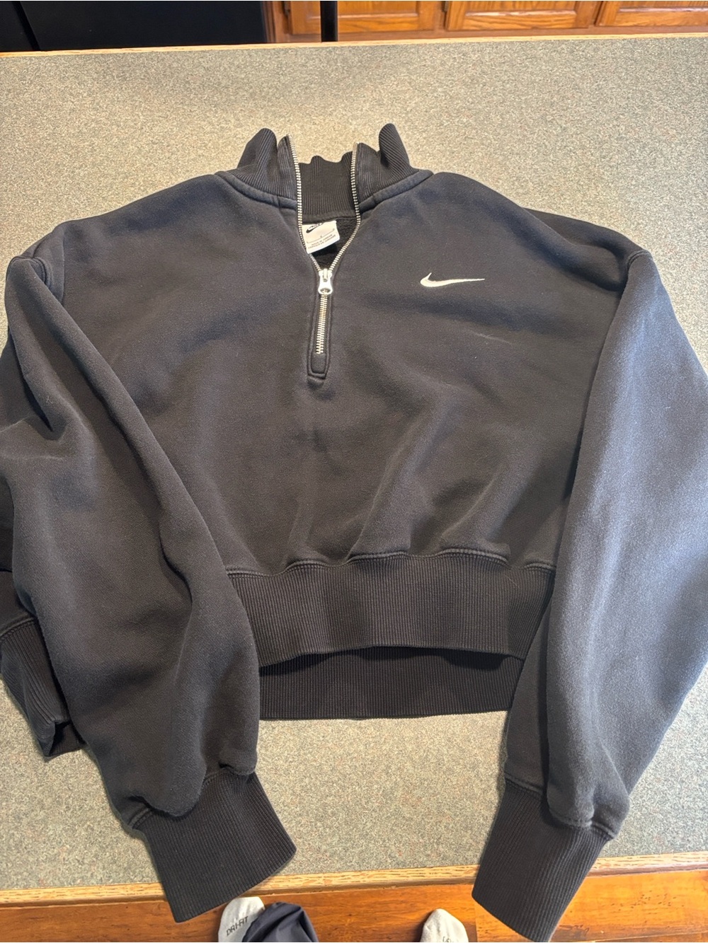 Nike Black Half-Zip Cowl Neck Pullover with White Swoosh